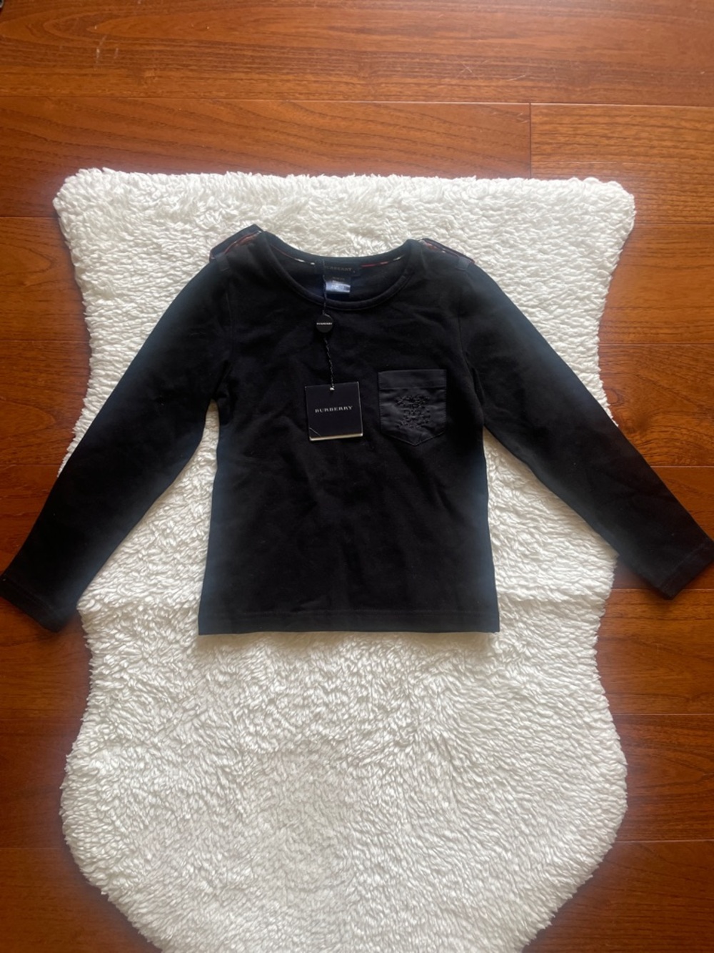 Burberry Kids Black Long Sleeve Pocket Tee